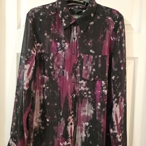 Black and Purple Button-Up Shirt